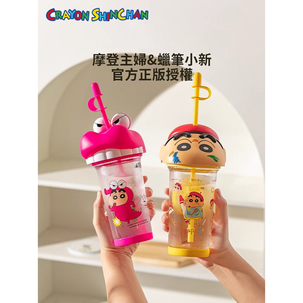 【萌兔兔】正版現貨 蠟筆小新 百變吸管杯 500ml 水瓶 水杯 萌兔兔 動感超人 新之助 小白 送禮 商品圖片 3