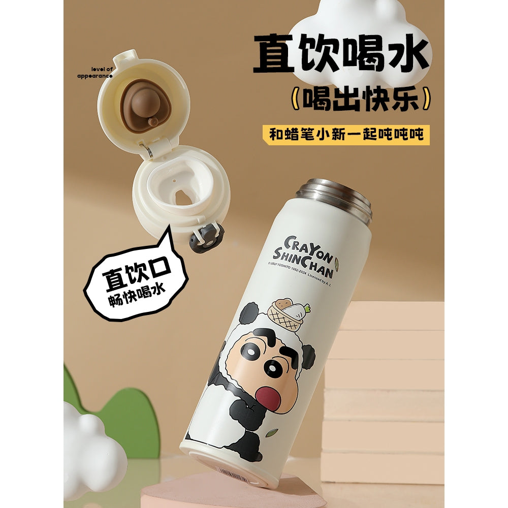 【曙曦】正版現貨 蠟筆小新 cos熊貓 保溫杯 水杯 保溫瓶 隨行杯 500ml 水瓶 新之助 送禮 商品圖片 3