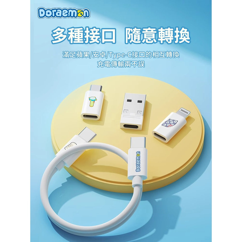 【洛克空間】現貨 哆啦A夢 多功能數據線盒 哆啦a夢 小叮噹 充電線 type-c 卡針 化妝鏡 usb 傳輸線 商品圖片 3