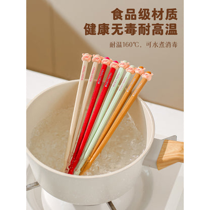 【川島屋】正版現貨 lulu豬 筷子 餐具 抗菌防黴硅膠筷子 多彩分筷 輕巧易握  送禮 商品圖片 3