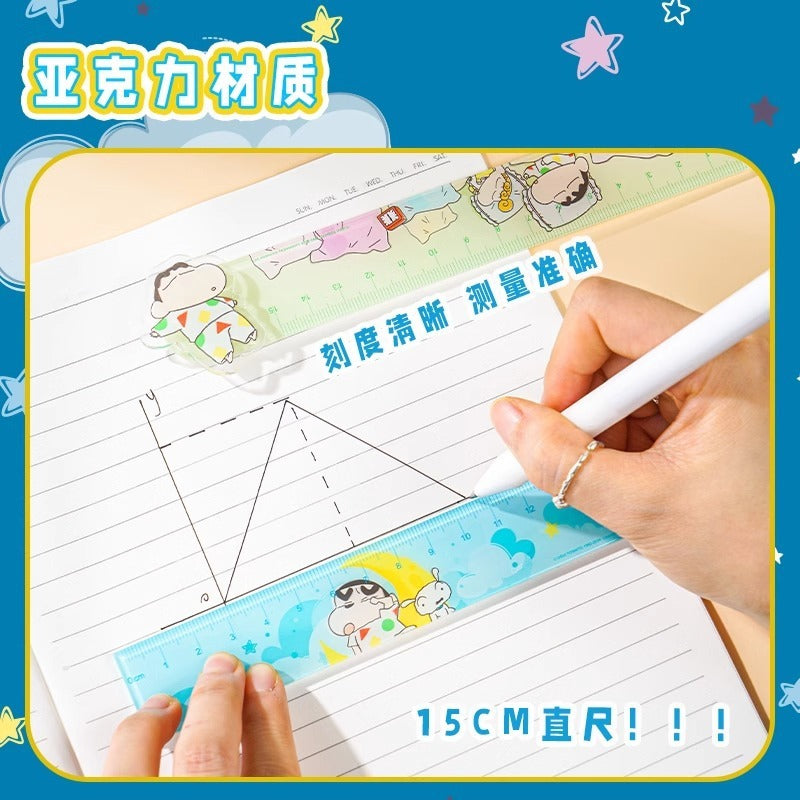 【香港悅木】正版現貨 蠟筆小新 轉轉尺 尺子 多功能尺子 直尺 文具 送禮 商品圖片 3