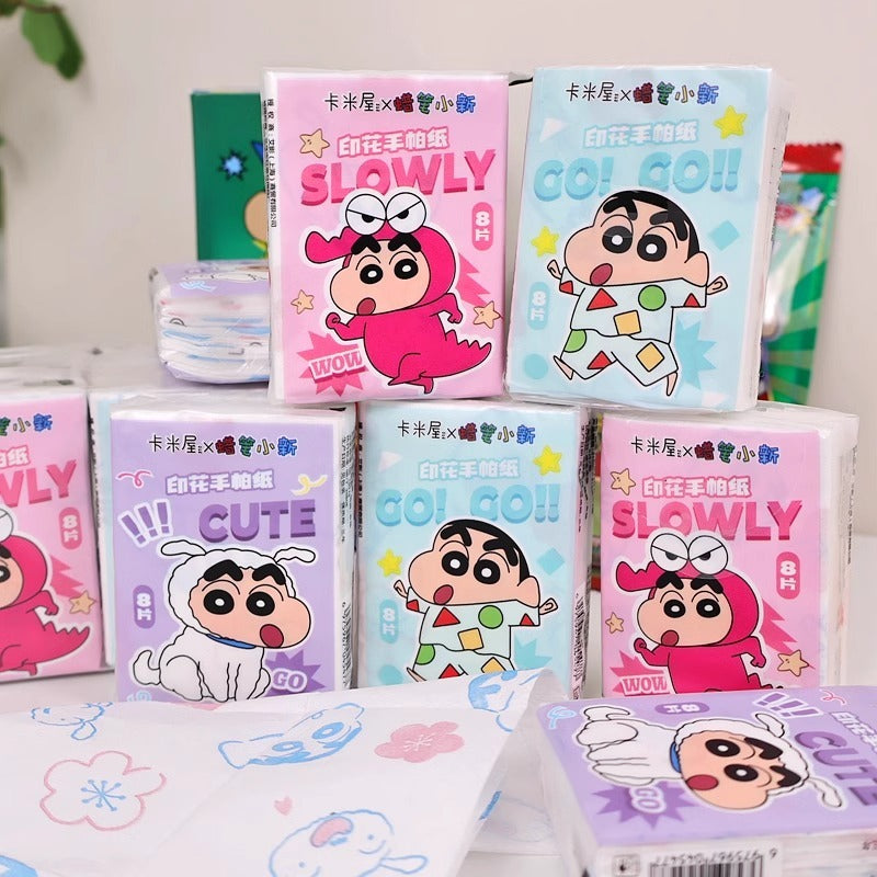 【現貨】正版 蠟筆小新 紙巾 手帕紙 衛生紙 8片/1小包 衛生紙 原木漿 嬰兒可用 加厚 新之助 卡米屋 商品圖片 3