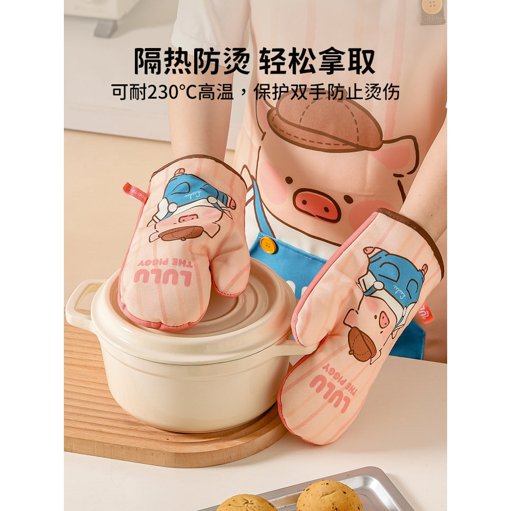 【川島屋】正版現貨 lulu豬 隔熱手套 耐高溫防燙 硅膠防滑紋理手套 圍裙手套 烘焙手套 送禮 商品圖片 3