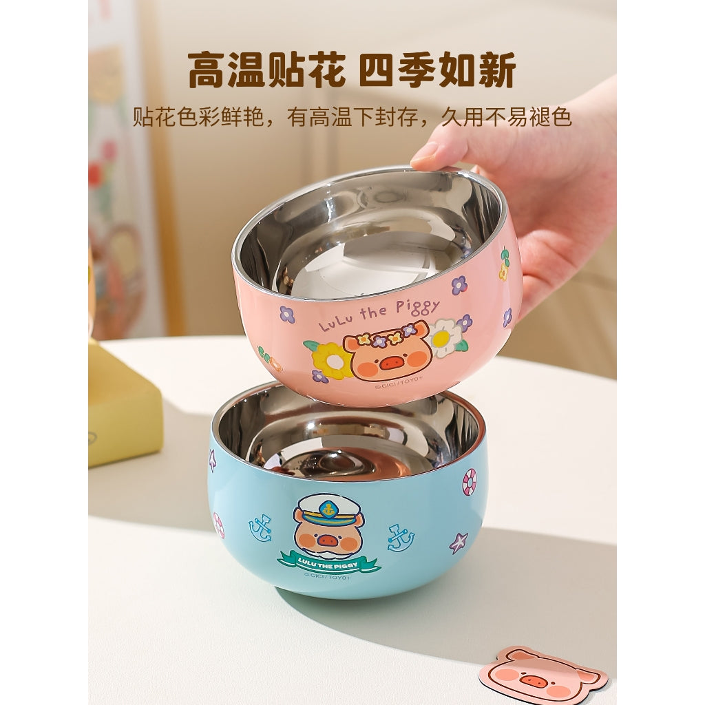 【川島屋】正版現貨 lulu豬 食品級316不銹鋼碗 飯碗 輔食碗 防摔 耐用 送禮 商品圖片 3