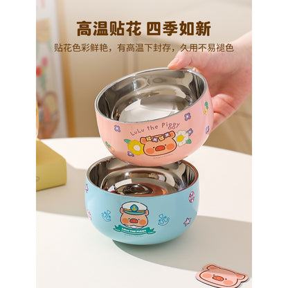 【川島屋】正版現貨 lulu豬 食品級316不銹鋼碗 飯碗 輔食碗 防摔 耐用 送禮 商品圖片 3