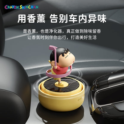 【洛克空間】現貨 蠟筆小新 太陽能旋轉香薰 擺件 汽車 車載 內飾 香水 新之助 可檢測紫外線強度 電燈光沒法發電 商品圖片 3