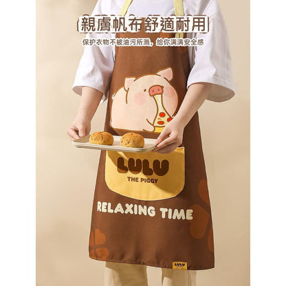 【川島屋】正版現貨 lulu豬 可愛圍裙 2025新款防油防水做飯圍裙 圍裙手套 帆布材質圍裙 送禮 商品圖片 3
