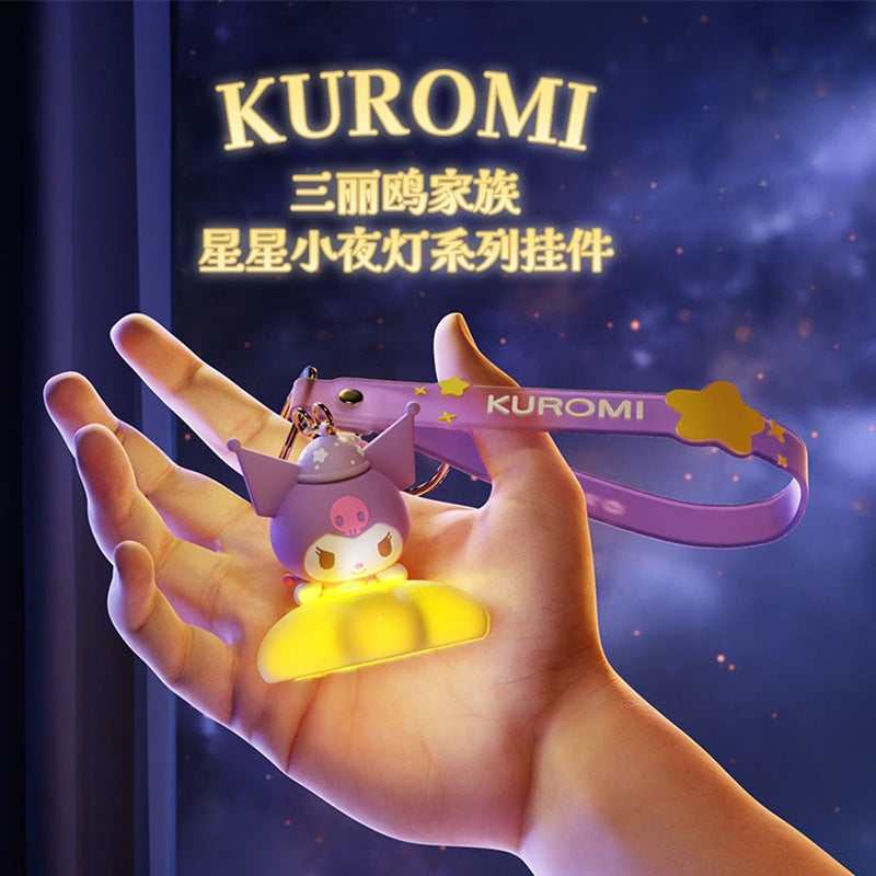 【冉紅】現貨 三麗鷗 鑰匙扣 鑰匙圈 星星發光小夜燈 創意書包小掛件 吊飾 庫洛米 大耳狗 送禮 商品圖片 4