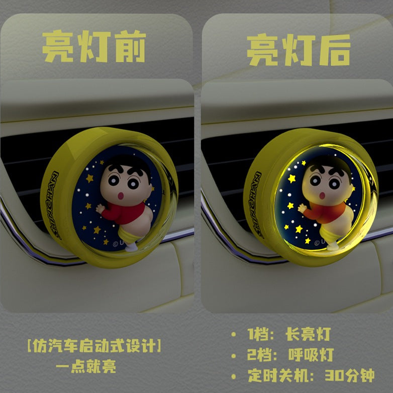 【香百川】正版現貨 蠟筆小新 星空燈 汽車出風口香薰 汽車 擺件 飾品 出風口 新之助 商品圖片 4