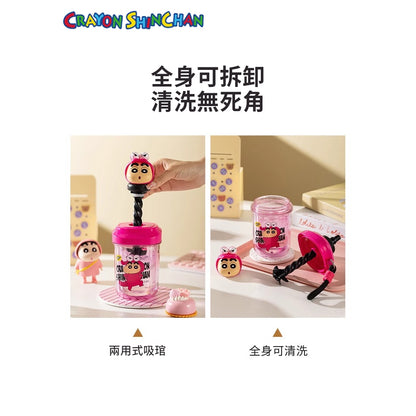 【萌兔兔】正版現貨 蠟筆小新 攪拌杯 奶茶杯 水杯 茶杯 500ml 吸管攪拌 水瓶 動感超人 新之助 送禮 商品圖片 4