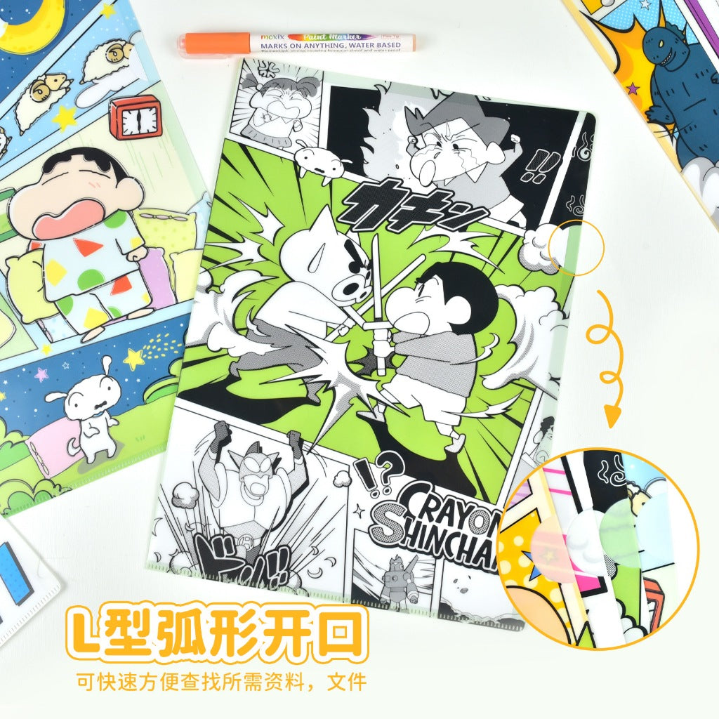 【現貨】正版 蠟筆小新 A4L夾 防水 文件夾 資料夾 辦公 家用 文具 新之助 睡衣小新 動感超人 夏日嘻嘻 商品圖片 4