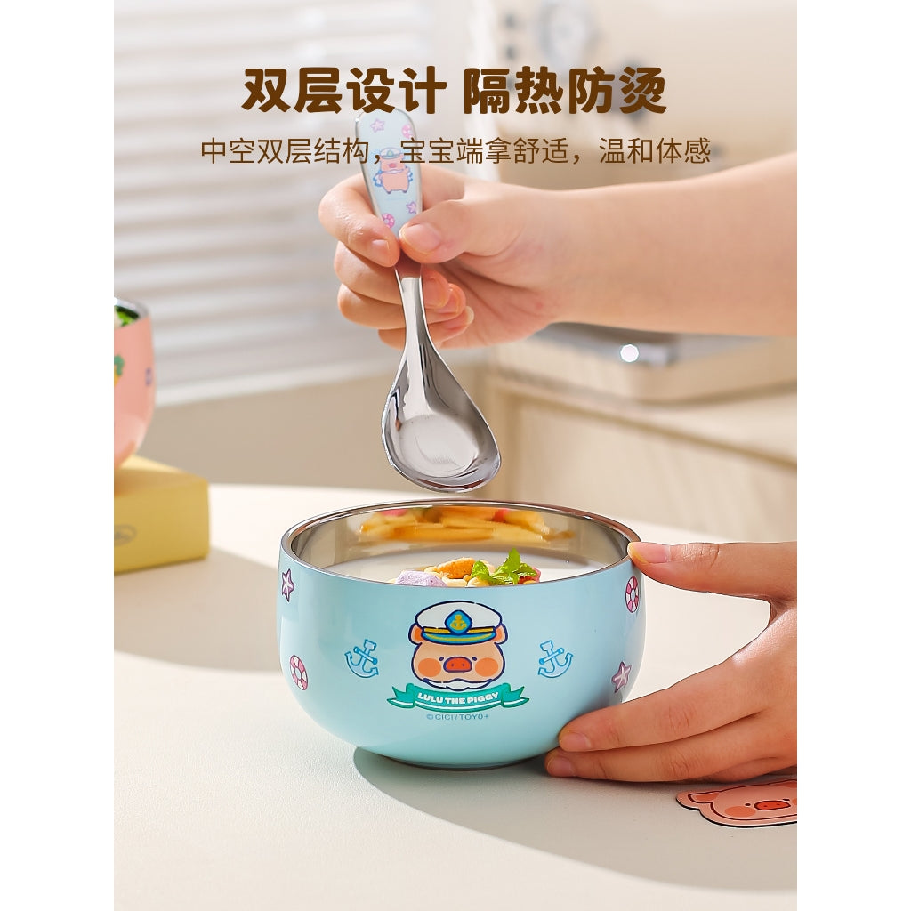 【川島屋】正版現貨 lulu豬 食品級316不銹鋼碗 飯碗 輔食碗 防摔 耐用 送禮 商品圖片 4