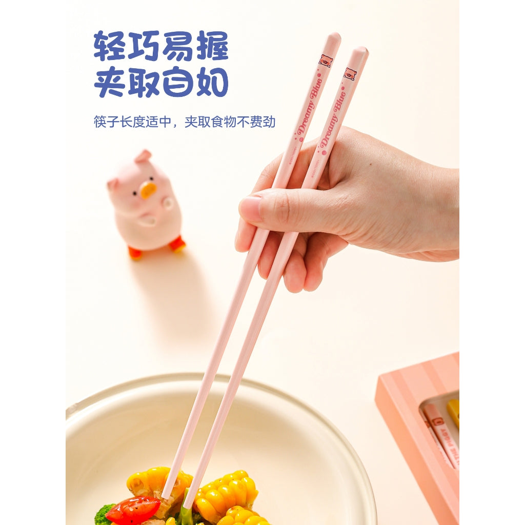 【川島屋】正版現貨 lulu豬 高顏值陶瓷筷子 抗菌防黴 色彩分筷 輕巧易握 碗 盤 筷 勺 送禮 商品圖片 4