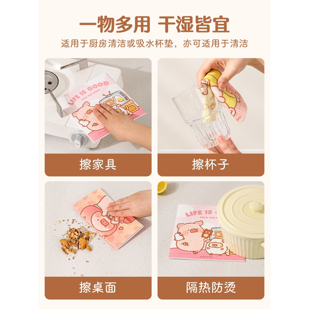 【川島屋】正版現貨 lulu豬 木漿棉抹布 洗碗布 吸水不易掉毛擦碗巾 送禮 商品圖片 4