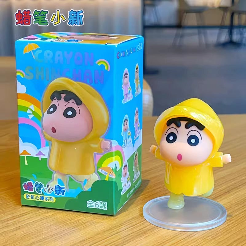 【超逗熊】正版現貨 蠟筆小新 彩虹心情雨衣系列 盲盒手辦 潮玩車載桌面擺件可愛禮物 送禮 商品圖片 4
