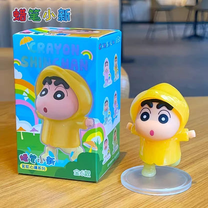 【超逗熊】正版現貨 蠟筆小新 彩虹心情雨衣系列 盲盒手辦 潮玩車載桌面擺件可愛禮物 送禮 商品圖片 4