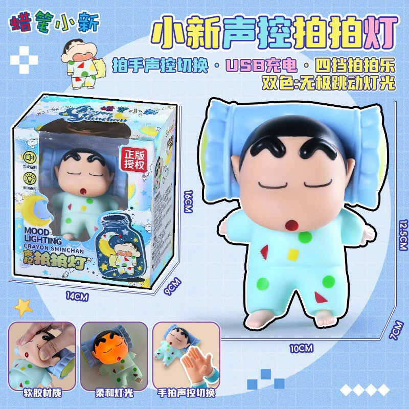 【魔卡丘】正版現貨 蠟筆小新 枕頭小夜燈 拍拍燈 可語音開關 送禮 氛圍燈 新之助 商品圖片 4