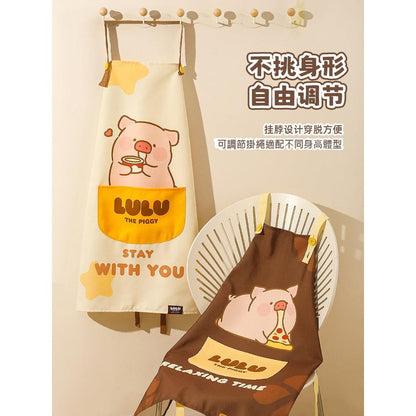 【川島屋】正版現貨 lulu豬 可愛圍裙 2025新款防油防水做飯圍裙 圍裙手套 帆布材質圍裙 送禮 商品圖片 4