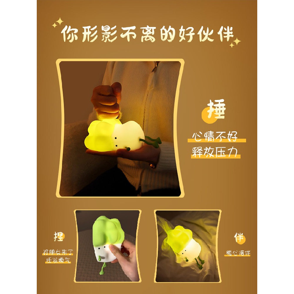 【現貨】小趴菜 療癒 拍拍燈 LED小夜燈 氛圍燈 禮物 手機支架 矽膠材質 USB充電 商品圖片 5