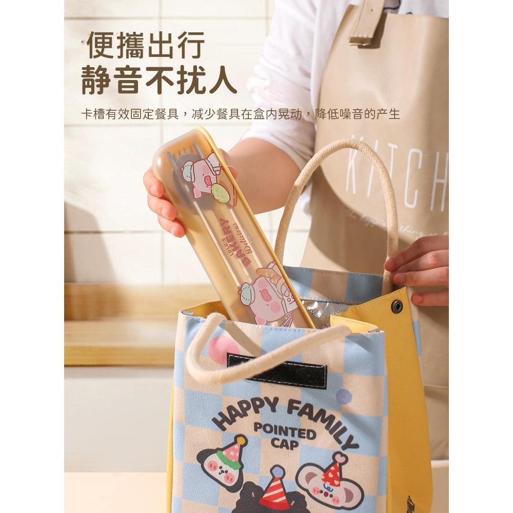 【川島屋】正版現貨 lulu豬 不銹鋼筷子 勺子 叉子 便攜餐具 湯匙 飯勺 收納盒 送禮 商品圖片 5