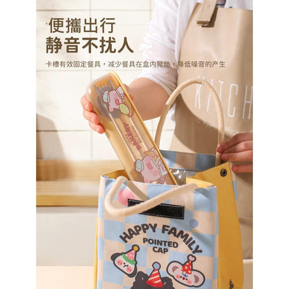 【川島屋】正版現貨 lulu豬 不銹鋼筷子 勺子 叉子 便攜餐具 湯匙 飯勺 收納盒 送禮 商品圖片 5