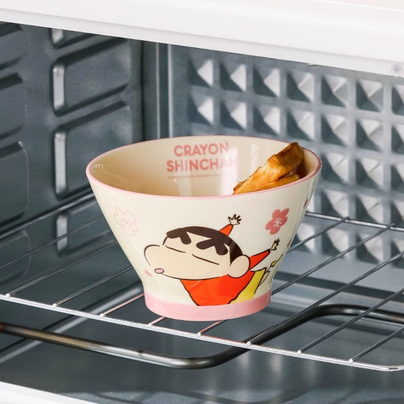 【曙曦】正版現貨 蠟筆小新 陶瓷斗笠碗 飯碗 麪碗 彩色系列 睡衣小新 新之助 陶瓷材質 泡麵碗 餐具 商品圖片 5