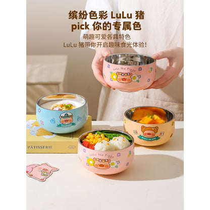 【川島屋】正版現貨 lulu豬 食品級316不銹鋼碗 飯碗 輔食碗 防摔 耐用 送禮 商品圖片 5