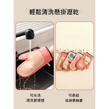 【川島屋】正版現貨 lulu豬 隔熱手套 耐高溫防燙 硅膠防滑紋理手套 圍裙手套 烘焙手套 送禮 商品圖片 5