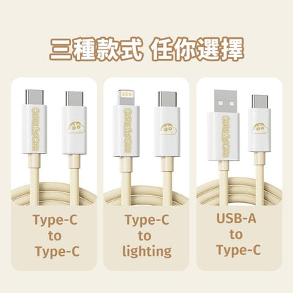 【洛克空間】正版現貨 蠟筆小新 雙頭快充線 亮金款 蘋果15 充電線 數據線 蘋果 type-c USB 快充 新之助 商品圖片 6