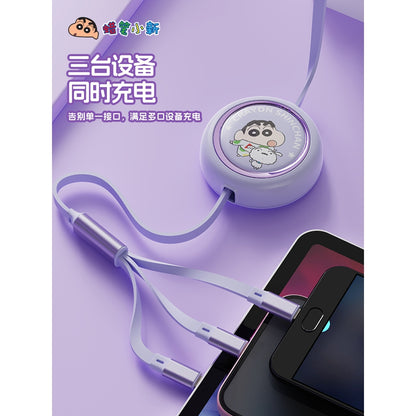 【衛青】現貨 蠟筆小新 3合1 伸縮數據線 伸縮充電線 充電線 快充 蘋果 typec USB 安卓 三合一 新之助 商品圖片 6