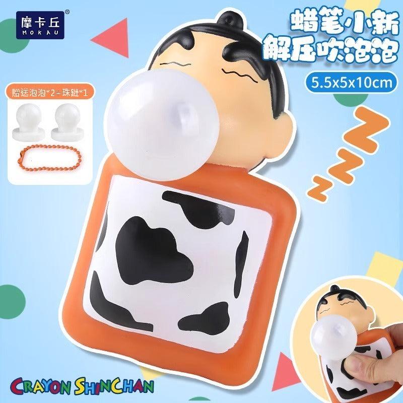 【魔卡丘】正版現貨 蠟筆小新 吹泡泡 療愈解壓公仔 桌面擺件 包包掛件 揹包吊飾 新之助 小葵 送禮 規格圖片 1