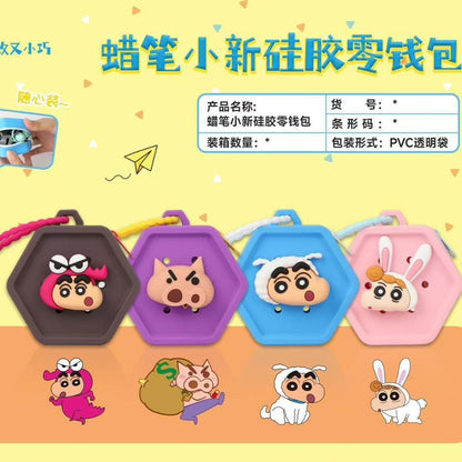【魔卡丘】正版現貨 蠟筆小新 零錢包 耳機包 收納包 左衛門 妮妮 硅膠包包 掛件 吊飾 耐髒易清洗摔不壞 規格圖片 1