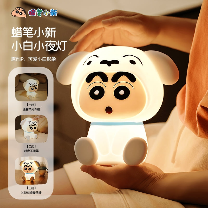 【衛青】現貨 蠟筆小新 小白 小夜燈 拍拍燈 節能燈 牀頭燈 睡眠燈 無需電池 新之助 小白 規格圖片 1