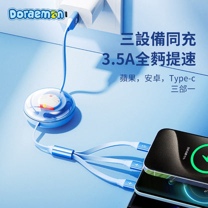 【洛克空間】正版現貨 哆啦A夢 2合1 充電線 數據線 蘋果口 typec 安卓 小叮噹 傳輸線 規格圖片 1
