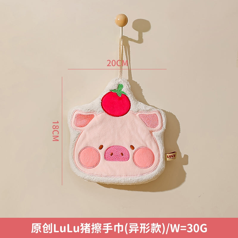 【川島屋】正版現貨 lulu豬 擦手巾 毛巾 掛式可愛高顏值擦手布 珊瑚絨材質 送禮 規格圖片 1