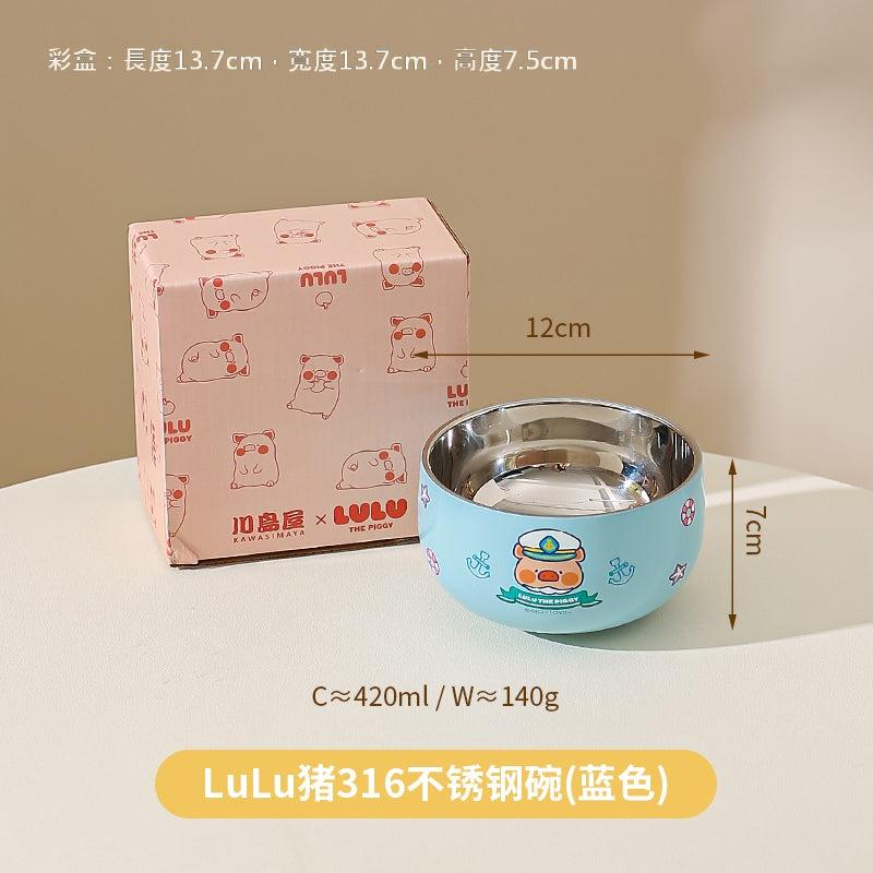 【川島屋】正版現貨 lulu豬 食品級316不銹鋼碗 飯碗 輔食碗 防摔 耐用 送禮 規格圖片 1