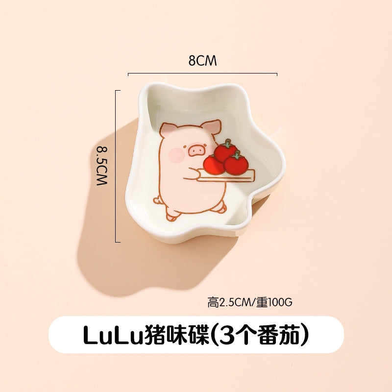 【川島屋】正版現貨 lulu豬 味碟 蘸料碟 調味碟 調料碟 陶瓷小菜碟子 醬油醋碟 送禮 規格圖片 1
