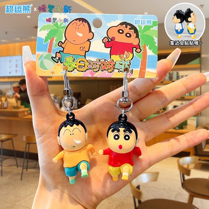 【超逗熊】正版現貨 蠟筆小新 磁吸對對碰 鑰匙扣 掛件 鑰匙圈 冰箱貼 包包掛飾 創意可愛公仔 送禮 規格圖片 1