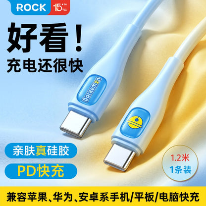 【洛克空間】現貨 哆啦A夢 雙頭快充線 小叮噹 充電線 數據線 蘋果 type-c USB 快充 規格圖片 1