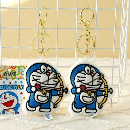 【嘉慧】正版現貨 哆啦A夢 鑰匙圈 鑰匙扣 掛件 布藝刺繡 吊飾 送禮 規格圖片 1