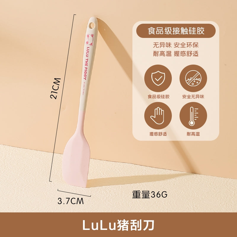 【川島屋】正版現貨 lulu豬 硅膠刮刀刷 油刷子 手動打蛋器 蛋糕烘焙工具 鍋鏟 湯勺 飯勺 漏勺 送禮 規格圖片 1