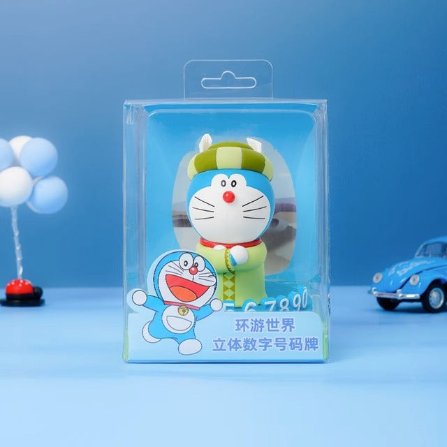 【現貨】正版 哆啦A夢 環遊世界 號碼牌 汽車 轎車 停車牌 停靠牌 挪車牌 移車牌 電話牌 擺件 小叮噹 哆啦a夢 規格圖片 2