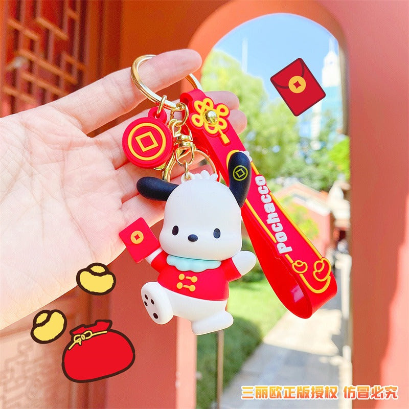 【冉紅】現貨 三麗鷗 鑰匙扣 鑰匙圈 新年快樂 庫洛米 大耳狗 春節禮物 送禮 規格圖片 2
