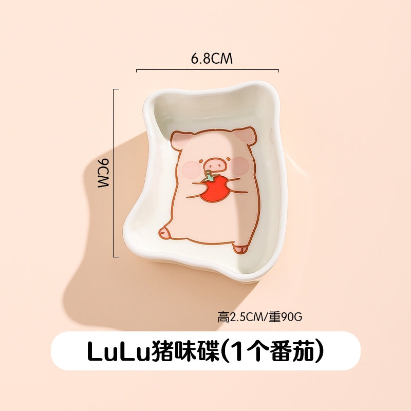 【川島屋】正版現貨 lulu豬 味碟 蘸料碟 調味碟 調料碟 陶瓷小菜碟子 醬油醋碟 送禮 規格圖片 2