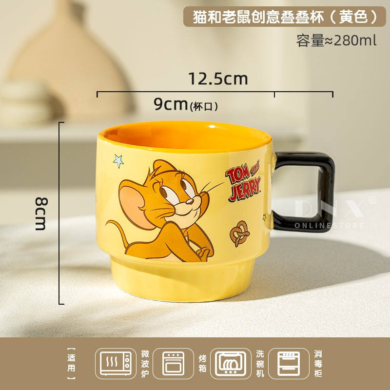 【曙曦】正版現貨 貓和老鼠 疊疊杯 馬克杯 水杯 牛奶杯 咖啡杯 飲料杯 餐具 送禮 湯姆與傑瑞 規格圖片 2