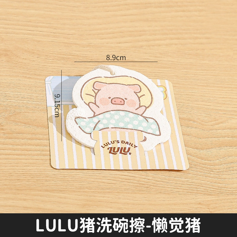 【川島屋】正版現貨 lulu豬 木漿棉洗碗海綿擦 加厚刷碗盤海綿擦 環保材質 高效清潔海綿塊 送禮 規格圖片 2