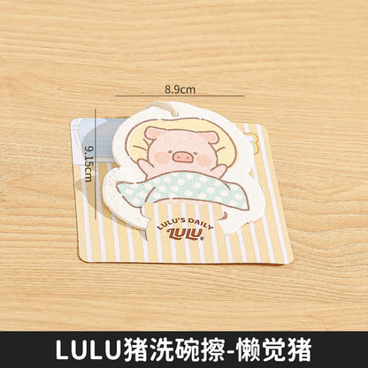 【川島屋】正版現貨 lulu豬 木漿棉洗碗海綿擦 加厚刷碗盤海綿擦 環保材質 高效清潔海綿塊 送禮 規格圖片 2