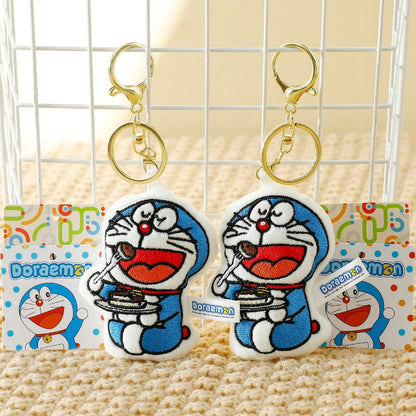 【嘉慧】正版現貨 哆啦A夢 鑰匙圈 鑰匙扣 掛件 布藝刺繡 吊飾 送禮 規格圖片 2