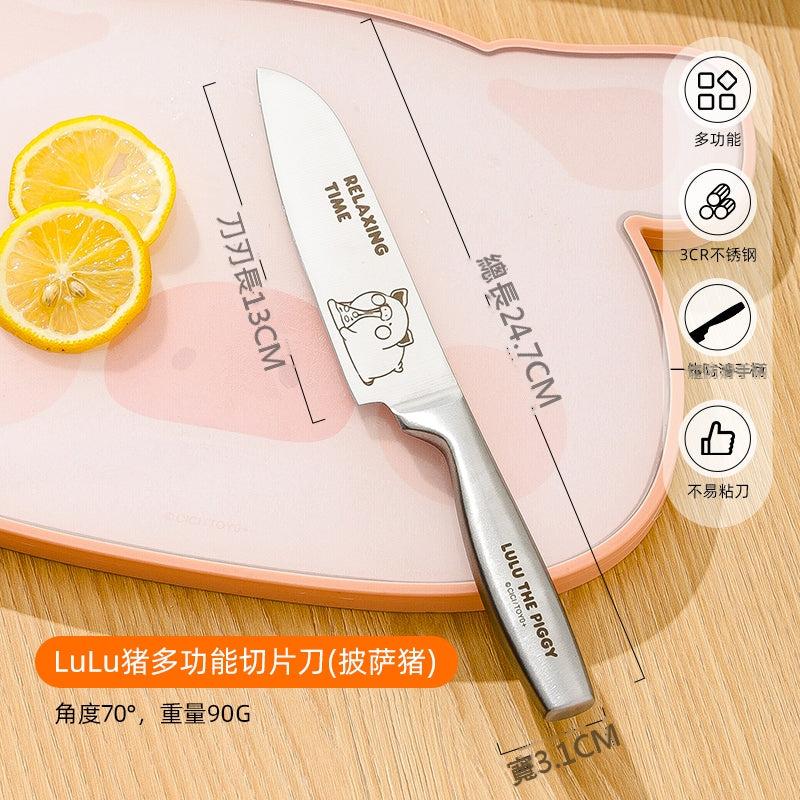 【川島屋】正版現貨 lulu豬 水果刀 不鏽鋼鋒利高硬度 切片小刀 菜刀 剪刀 送禮 規格圖片 2