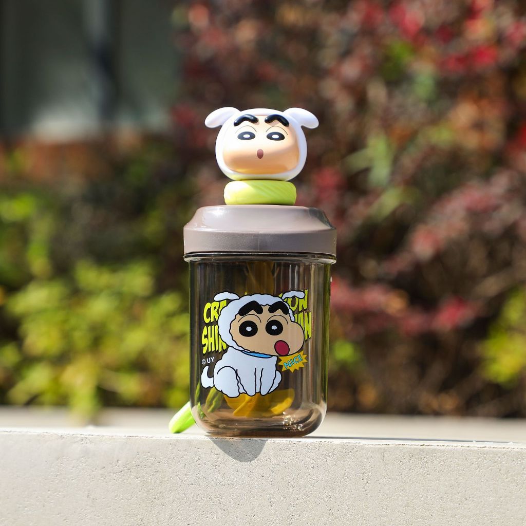 【萌兔兔】正版現貨 蠟筆小新 攪拌杯 奶茶杯 水杯 茶杯 500ml 吸管攪拌 水瓶 動感超人 新之助 送禮 規格圖片 2